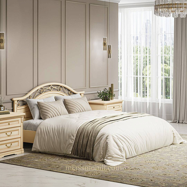 Кровать двойная (1600х2000) Joconda крем  без ножной спинки, вариант №1