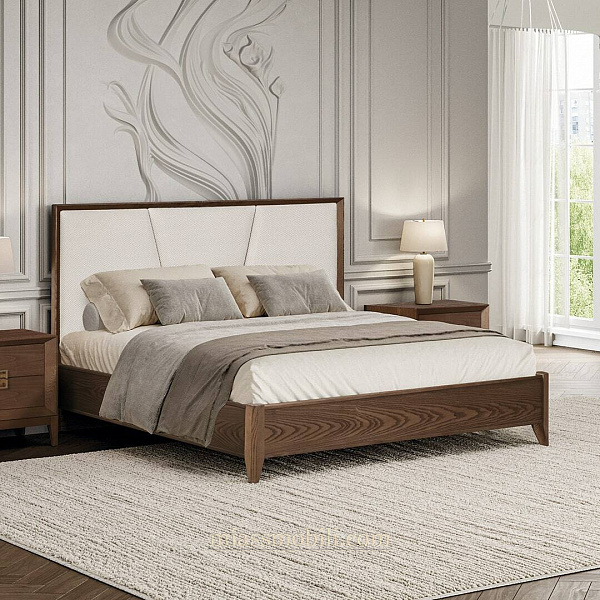 Кровать двойная с мягким элементом без ножной спинки Modena орех Мокко