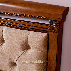 Кровать двойная (1800x2000) Lorenzo вишня с кутанной головной и ножной спинкой