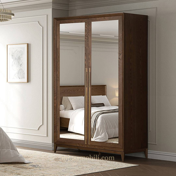 Шкаф 2-х дв. для платья и белья с зеркалами Modena орех Мокко