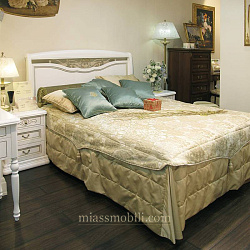 Кровать двойная (1600x2000) Luigi цвет белый с кованым элементом без ножной спинки